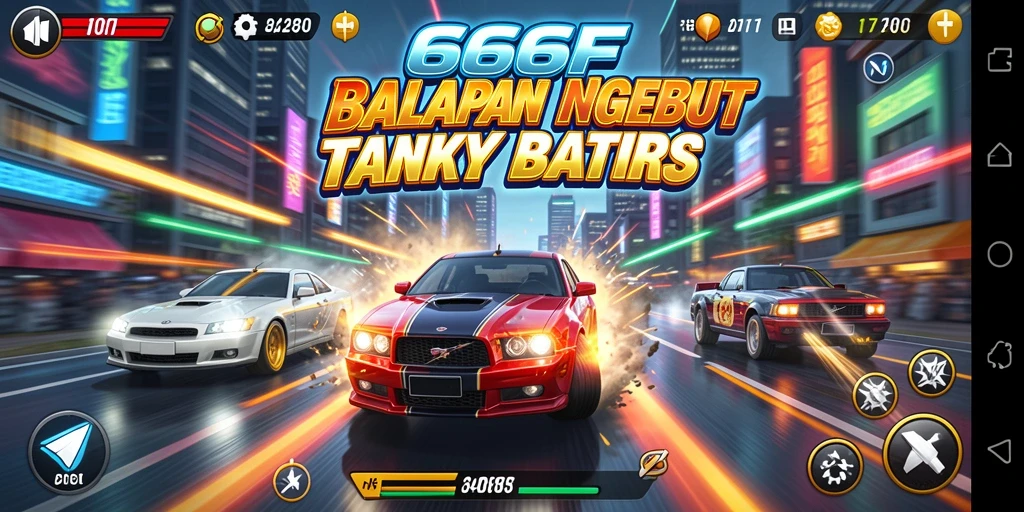 Screenshot gameplay <strong>666F</strong> menunjukkan aksi balapan yang mendebarkan.