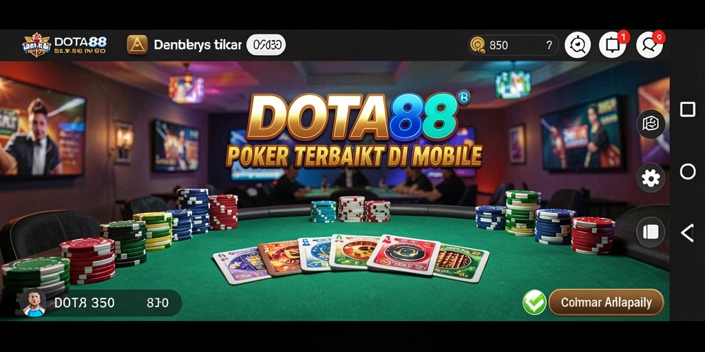 Tampilan menarik dari gameplay poker di DOTA88.