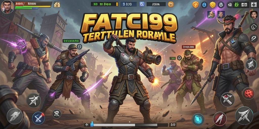 Screenshot gameplay FATCI99 yang menampilkan kekacauan pertempuran Battle Royale.