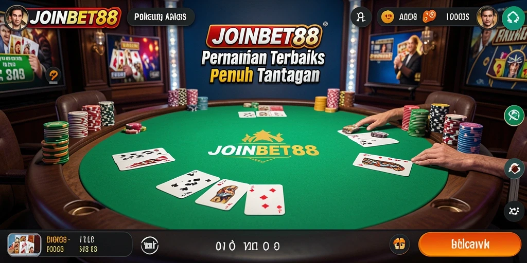 Screenshot gameplay JOINBET88 dengan pemain bersaing di meja Poker.
