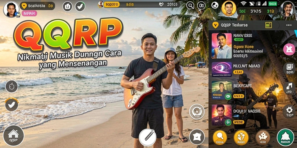 Tampilan gameplay QQRP yang seru dengan musik yang mengalun.