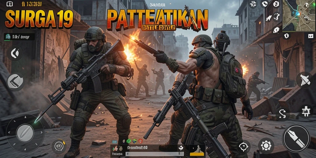Gameplay intens dalam SURGA19 saat bertempur dengan pemain lain.